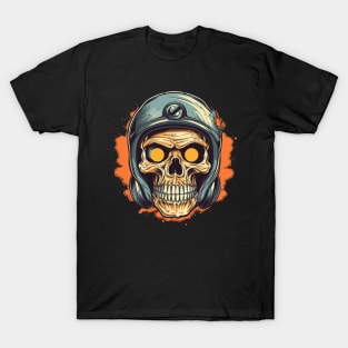 Biker Helmet Pilot Skull Rebel T-Shirt